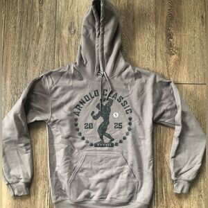 Arnold Classic 2025 Hooded Sweatshirt in Taupe with Graphic Print